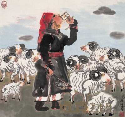 梁洪涛 牧羊少女 片 44×48cm